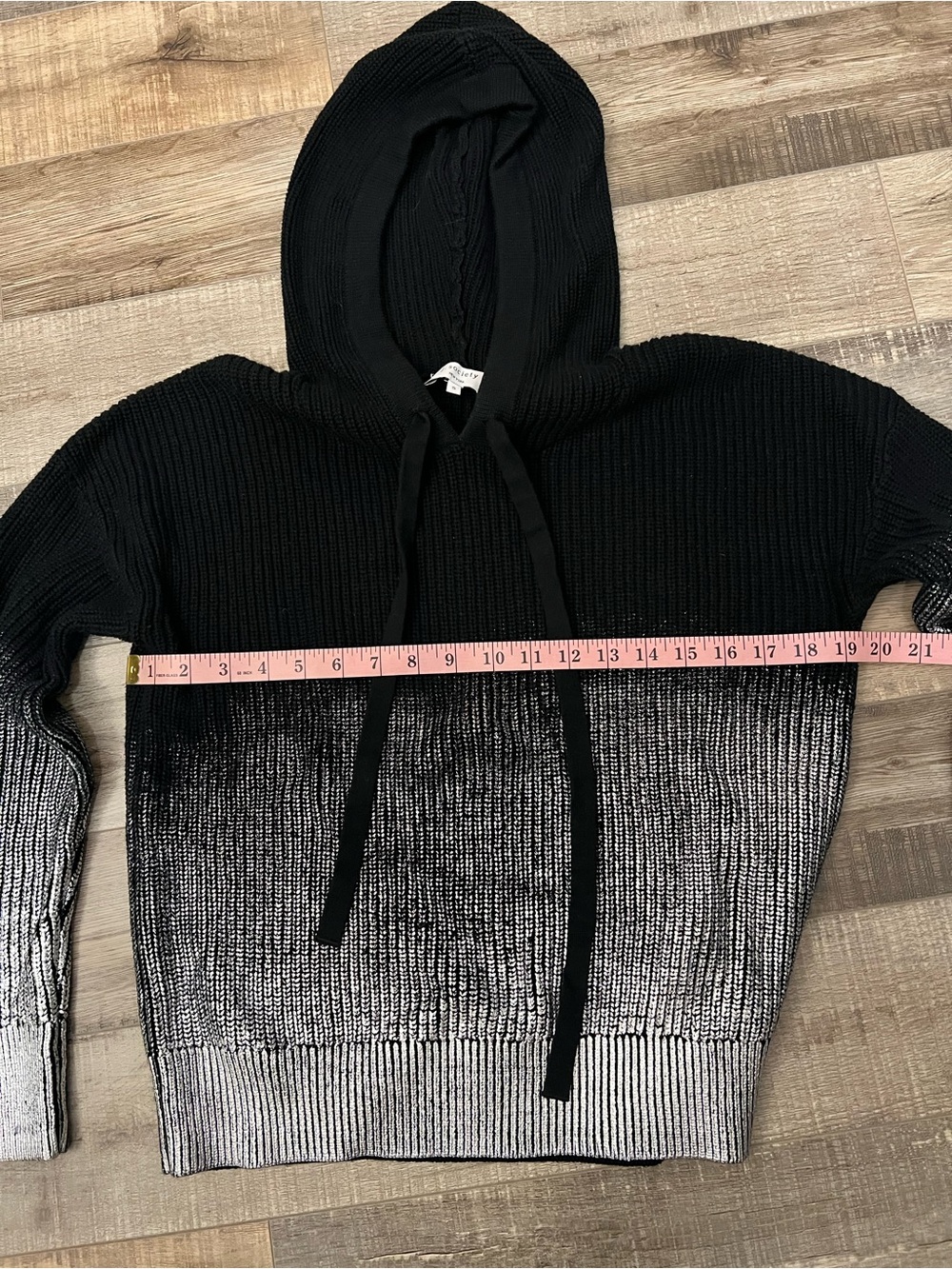 Women's Ombre Black-to-silver Crewneck Hoodie Sweater Sz S - Picture 2 of 7